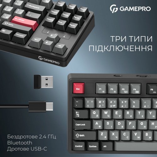 Клавіатура GamePro Asgard Ragnar MK285 Keychron Super Red Switch Wireless Black купити в Україні: Київ, Львів, Хмельницький, Тернопіль, Івано-Франківськ | Низька ціна, відгуки, характеристики від TELEMART фото