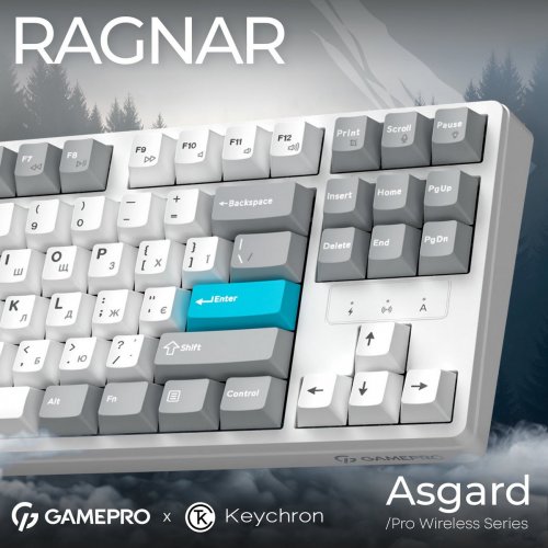 Клавіатура GamePro Asgard Ragnar MK285 Keychron Super Red Switch Wireless White купити в Україні: Київ, Львів, Хмельницький, Тернопіль, Івано-Франківськ | Низька ціна, відгуки, характеристики від TELEMART фото