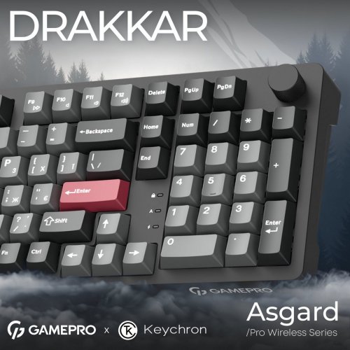 Клавіатура GamePro Asgard Drakkar MK305 Keychron Super Red Switch Wireless Black купити в Україні: Київ, Львів, Хмельницький, Тернопіль, Івано-Франківськ | Низька ціна, відгуки, характеристики від TELEMART фото