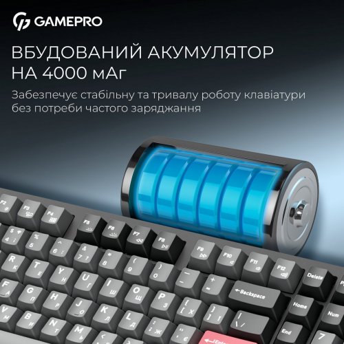 Клавіатура GamePro Asgard Drakkar MK305 Keychron Super Red Switch Wireless Black купити в Україні: Київ, Львів, Хмельницький, Тернопіль, Івано-Франківськ | Низька ціна, відгуки, характеристики від TELEMART фото