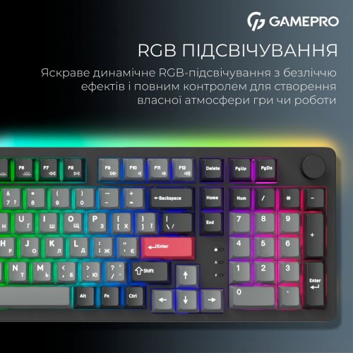 Клавіатура GamePro Asgard Drakkar MK305 Keychron Super Red Switch Wireless Black купити в Україні: Київ, Львів, Хмельницький, Тернопіль, Івано-Франківськ | Низька ціна, відгуки, характеристики від TELEMART фото