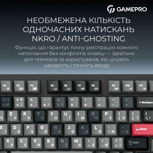 Клавіатура GamePro Asgard Drakkar MK305 Keychron Super Red Switch Wireless Black купити в Україні: Київ, Львів, Хмельницький, Тернопіль, Івано-Франківськ | Низька ціна, відгуки, характеристики від TELEMART фото