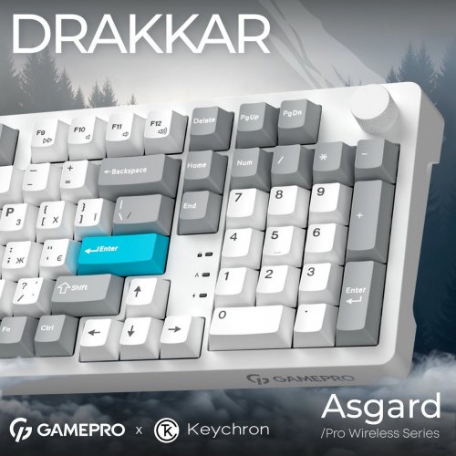 Клавіатура GamePro Asgard Drakkar MK305 Keychron Super Red Switch Wireless White купити в Україні: Київ, Львів, Хмельницький, Тернопіль, Івано-Франківськ | Низька ціна, відгуки, характеристики від TELEMART фото