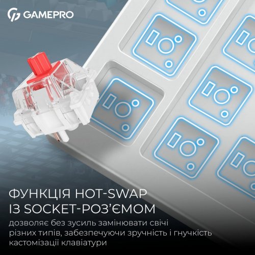 Клавіатура GamePro Asgard Drakkar MK305 Keychron Super Red Switch Wireless White купити в Україні: Київ, Львів, Хмельницький, Тернопіль, Івано-Франківськ | Низька ціна, відгуки, характеристики від TELEMART фото