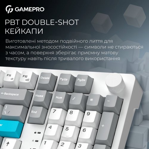 Клавіатура GamePro Asgard Drakkar MK305 Keychron Super Red Switch Wireless White купити в Україні: Київ, Львів, Хмельницький, Тернопіль, Івано-Франківськ | Низька ціна, відгуки, характеристики від TELEMART фото