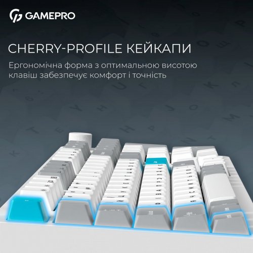 Клавіатура GamePro Asgard Drakkar MK305 Keychron Super Red Switch Wireless White купити в Україні: Київ, Львів, Хмельницький, Тернопіль, Івано-Франківськ | Низька ціна, відгуки, характеристики від TELEMART фото