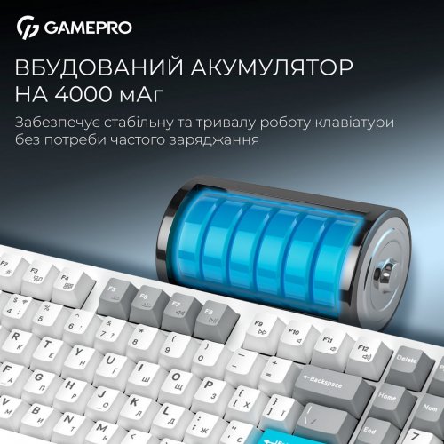 Клавіатура GamePro Asgard Drakkar MK305 Keychron Super Red Switch Wireless White купити в Україні: Київ, Львів, Хмельницький, Тернопіль, Івано-Франківськ | Низька ціна, відгуки, характеристики від TELEMART фото