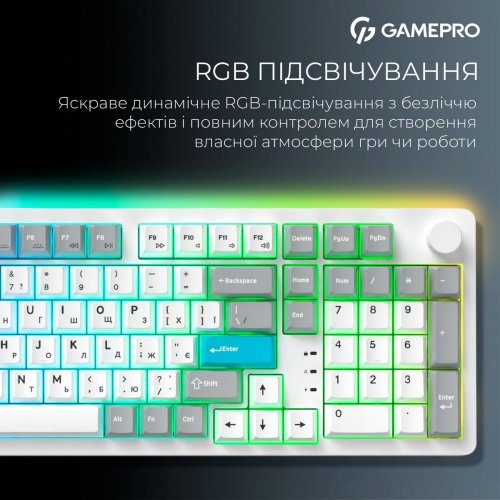 Клавіатура GamePro Asgard Drakkar MK305 Keychron Super Red Switch Wireless White купити в Україні: Київ, Львів, Хмельницький, Тернопіль, Івано-Франківськ | Низька ціна, відгуки, характеристики від TELEMART фото
