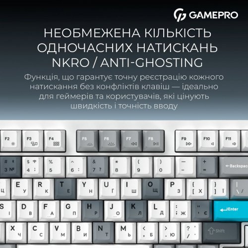 Клавіатура GamePro Asgard Drakkar MK305 Keychron Super Red Switch Wireless White купити в Україні: Київ, Львів, Хмельницький, Тернопіль, Івано-Франківськ | Низька ціна, відгуки, характеристики від TELEMART фото
