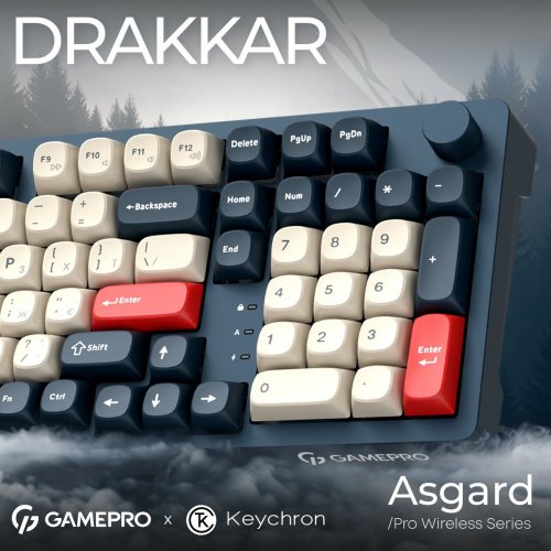 Клавіатура GamePro Asgard Drakkar MK305 Keychron Super Red Switch Wireless Blue купити в Україні: Київ, Львів, Хмельницький, Тернопіль, Івано-Франківськ | Низька ціна, відгуки, характеристики від TELEMART фото