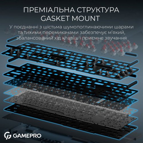 Клавіатура GamePro Asgard Drakkar MK305 Keychron Super Red Switch Wireless Blue купити в Україні: Київ, Львів, Хмельницький, Тернопіль, Івано-Франківськ | Низька ціна, відгуки, характеристики від TELEMART фото