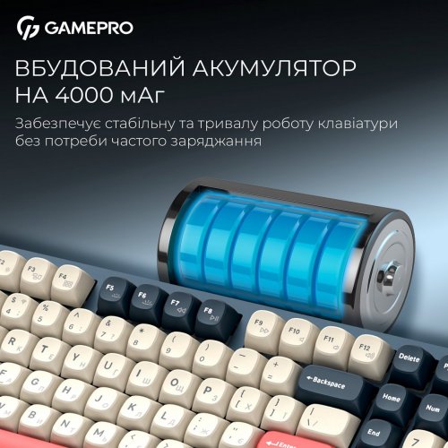 Клавіатура GamePro Asgard Drakkar MK305 Keychron Super Red Switch Wireless Blue купити в Україні: Київ, Львів, Хмельницький, Тернопіль, Івано-Франківськ | Низька ціна, відгуки, характеристики від TELEMART фото