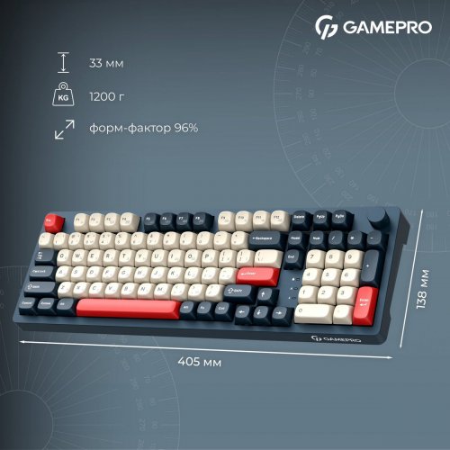 Клавіатура GamePro Asgard Drakkar MK305 Keychron Super Red Switch Wireless Blue купити в Україні: Київ, Львів, Хмельницький, Тернопіль, Івано-Франківськ | Низька ціна, відгуки, характеристики від TELEMART фото