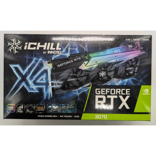 Відеокарта Inno3D GeForce RTX 3070 iCHILL X4 8192MB (C30704-08D6X-1710VA35) (Відновлено продавцем, 832244) купити в Україні: Київ, Львів, Хмельницький, Тернопіль, Івано-Франківськ | Перевірка сумісності, низька ціна, відгуки, характеристики від TELEMART фото