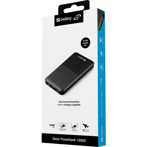 Powerbank Sandberg Saver 10000mAh 20W (320-34) купить в Украине: Киев, Днепр, Харьков, Одесса  | Низкая цена, отзывы, характеристики от TELEMART фото