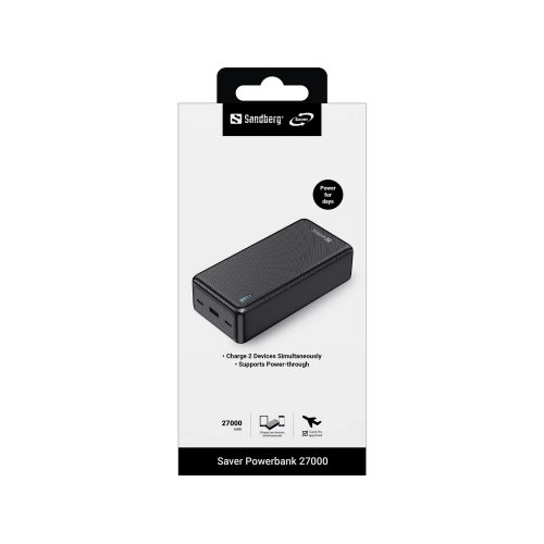 Powerbank Sandberg Saver 27000mAh 22.5W (320-43) купить в Украине: Киев, Днепр, Харьков, Одесса  | Низкая цена, отзывы, характеристики от TELEMART фото