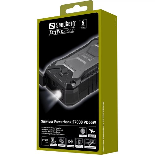 Powerbank Sandberg Survivor 27000mAh 65W (420-99) купить в Украине: Киев, Днепр, Харьков, Одесса  | Низкая цена, отзывы, характеристики от TELEMART фото