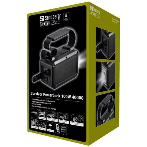 Powerbank Sandberg Survivor 40000mAh 100W (421-14) купити в Україні: Київ, Львів, Хмельницький, Тернопіль, Івано-Франківськ | Низька ціна, відгуки, характеристики від TELEMART фото