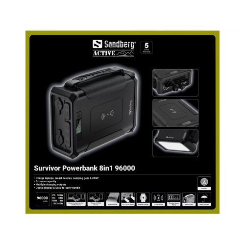Powerbank Sandberg Survivor 96000mAh 60W (420-78) купить в Украине: Киев, Днепр, Харьков, Одесса  | Низкая цена, отзывы, характеристики от TELEMART фото