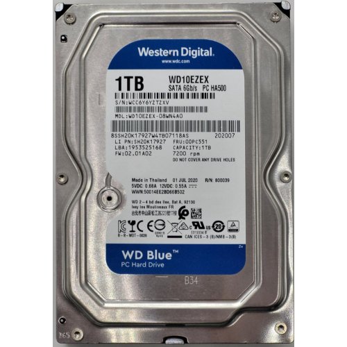 Жесткий диск Western Digital Blue 1TB 64MB 3.5" (WD10EZEX) (Восстановлено продавцом, 832765) купить в Украине: Киев, Днепр, Харьков, Одесса  | Проверка совместимости, низкая цена, отзывы, характеристики от TELEMART фото
