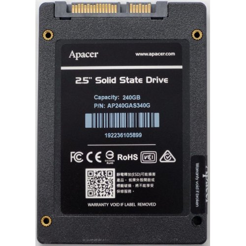 Ssd-диск Apacer 240GB 2.5" (AP240GAS340G) OEM (Восстановлено продавцом, 832777) купить в Украине: Киев, Днепр, Харьков, Одесса  | Проверка совместимости, низкая цена, отзывы, характеристики от TELEMART фото