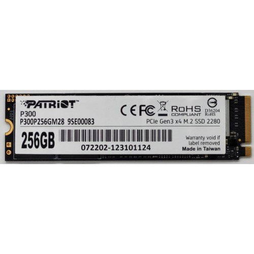 Ssd-диск Patriot P300 256GB M.2 (2280 PCI-E) NVMe x4 (P300P256GM28) (Восстановлено продавцом, 832835) купить в Украине: Киев, Днепр, Харьков, Одесса  | Проверка совместимости, низкая цена, отзывы, характеристики от TELEMART фото