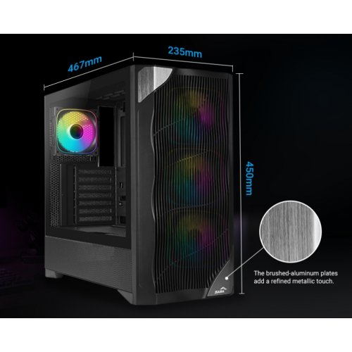 Корпус SAMA V42 без БЖ (V42-BKAMA4X1-GL) Black купити в Україні: Київ, Львів, Хмельницький, Тернопіль, Івано-Франківськ | Перевірка сумісності, низька ціна, відгуки, характеристики від TELEMART фото