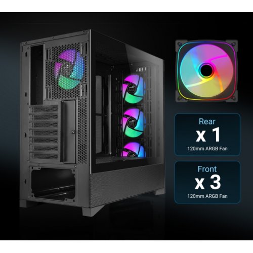 Корпус SAMA V42 без БЖ (V42-BKAMA4X1-GL) Black купити в Україні: Київ, Львів, Хмельницький, Тернопіль, Івано-Франківськ | Перевірка сумісності, низька ціна, відгуки, характеристики від TELEMART фото