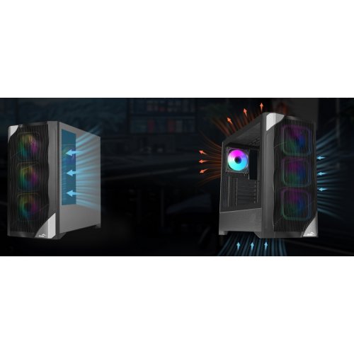 Корпус SAMA V42 без БЖ (V42-BKAMA4X1-GL) Black купити в Україні: Київ, Львів, Хмельницький, Тернопіль, Івано-Франківськ | Перевірка сумісності, низька ціна, відгуки, характеристики від TELEMART фото