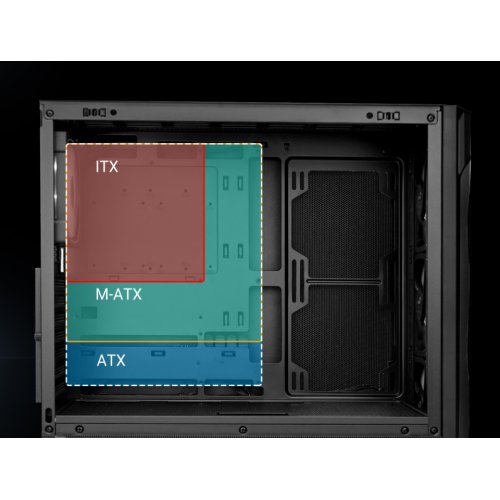 Корпус SAMA V42 без БЖ (V42-BKAMA4X1-GL) Black купити в Україні: Київ, Львів, Хмельницький, Тернопіль, Івано-Франківськ | Перевірка сумісності, низька ціна, відгуки, характеристики від TELEMART фото