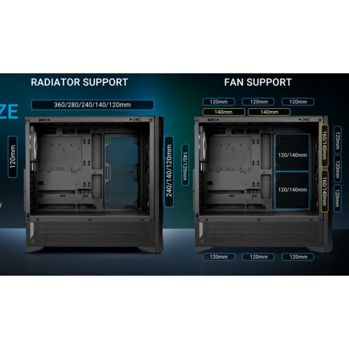 Корпус SAMA V42 без БЖ (V42-BKAMA4X1-GL) Black купити в Україні: Київ, Львів, Хмельницький, Тернопіль, Івано-Франківськ | Перевірка сумісності, низька ціна, відгуки, характеристики від TELEMART фото