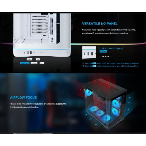 Корпус SAMA V62S без БЖ (V62S-BKADA4X1-GL) Black купити в Україні: Київ, Львів, Хмельницький, Тернопіль, Івано-Франківськ | Перевірка сумісності, низька ціна, відгуки, характеристики від TELEMART фото