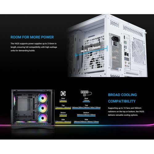 Корпус SAMA V62S без БЖ (V62S-BKADA4X1-GL) Black купити в Україні: Київ, Львів, Хмельницький, Тернопіль, Івано-Франківськ | Перевірка сумісності, низька ціна, відгуки, характеристики від TELEMART фото