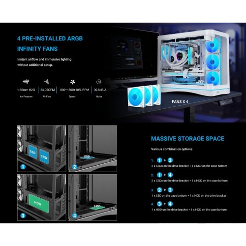 Корпус SAMA V62S без БЖ (V62S-BKADA4X1-GL) Black купити в Україні: Київ, Львів, Хмельницький, Тернопіль, Івано-Франківськ | Перевірка сумісності, низька ціна, відгуки, характеристики від TELEMART фото