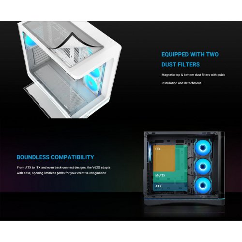 Корпус SAMA V62S без БЖ (V62S-WHADA4X1-GL) White купити в Україні: Київ, Львів, Хмельницький, Тернопіль, Івано-Франківськ | Перевірка сумісності, низька ціна, відгуки, характеристики від TELEMART фото