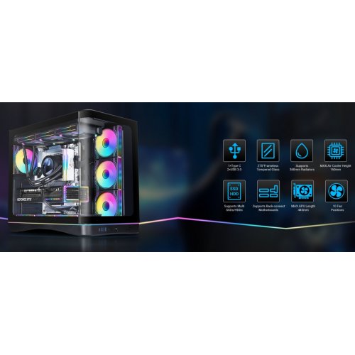 Корпус SAMA V62 без БП (V62-BKADA7X1-GL) Black купить в Украине: Киев, Днепр, Харьков, Одесса  | Проверка совместимости, низкая цена, отзывы, характеристики от TELEMART фото