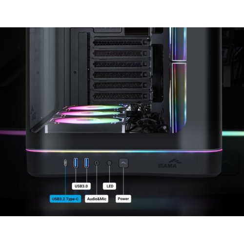 Корпус SAMA V62 без БП (V62-BKADA7X1-GL) Black купить в Украине: Киев, Днепр, Харьков, Одесса  | Проверка совместимости, низкая цена, отзывы, характеристики от TELEMART фото