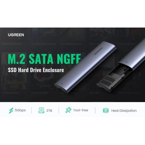 Уцінка зовнішня кишеня Ugreen CM400 M.2 SATA NGFF - USB Type-C (10903) Grey (Розкрита упаковка, 833162) купити в Україні: Київ, Львів, Хмельницький, Тернопіль, Івано-Франківськ | Низька ціна, відгуки, характеристики від TELEMART фото