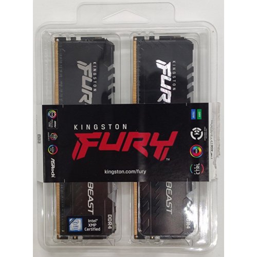 Озу Kingston DDR4 32GB (2x16GB) 3200Mhz FURY Beast RGB Black (KF432C16BB1AK2/32) (Восстановлено продавцом, 834050) купить в Украине: Киев, Днепр, Харьков, Одесса  | Проверка совместимости, низкая цена, отзывы, характеристики от TELEMART фото