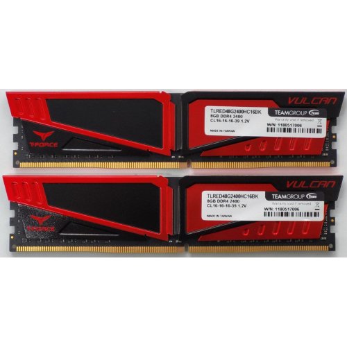 Озп Team DDR4 16GB (2x8GB) 2400Mhz Vulcan (TLRED416G2400HC14DC01) (Відновлено продавцем, 834067) купити в Україні: Київ, Львів, Хмельницький, Тернопіль, Івано-Франківськ | Перевірка сумісності, низька ціна, відгуки, характеристики від TELEMART фото