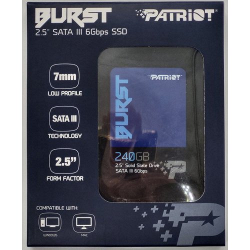 Ssd-диск Patriot Burst 240GB TLC 2.5'' (PBU240GS25SSDR) (Восстановлено продавцом, 834070) купить в Украине: Киев, Днепр, Харьков, Одесса  | Проверка совместимости, низкая цена, отзывы, характеристики от TELEMART фото
