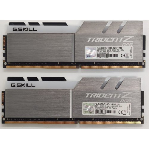 Озп G.Skill DDR4 32GB (2x16GB) 3600Mhz Trident Z RGB (F4-3600C18D-32GTZR) (Відновлено продавцем, 834110) купити в Україні: Київ, Львів, Хмельницький, Тернопіль, Івано-Франківськ | Перевірка сумісності, низька ціна, відгуки, характеристики від TELEMART фото
