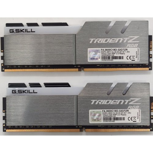 Озп G.Skill DDR4 32GB (2x16GB) 3600Mhz Trident Z RGB (F4-3600C18D-32GTZR) (Відновлено продавцем, 834303) купити в Україні: Київ, Львів, Хмельницький, Тернопіль, Івано-Франківськ | Перевірка сумісності, низька ціна, відгуки, характеристики від TELEMART фото