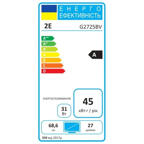 Монитор 2E 27" Gaming G2725BV (2E-G2725BV-01.UA) Black купить в Украине: Киев, Днепр, Харьков, Одесса  | Низкая цена, отзывы, характеристики от TELEMART фото