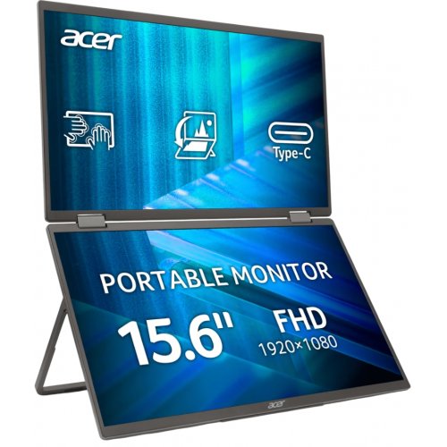 Монітор Acer 15.6" Dual Portable PD163QTbmiuux (UM.ZP3EE.011) Black купити в Україні: Київ, Львів, Хмельницький, Тернопіль, Івано-Франківськ | Низька ціна, відгуки, характеристики від TELEMART фото