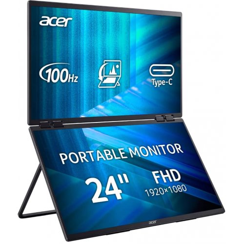 Монітор Acer 23.8" Dual Portable PD243YEbmiuux (UM.QP3EE.E01) Black купити в Україні: Київ, Львів, Хмельницький, Тернопіль, Івано-Франківськ | Низька ціна, відгуки, характеристики від TELEMART фото