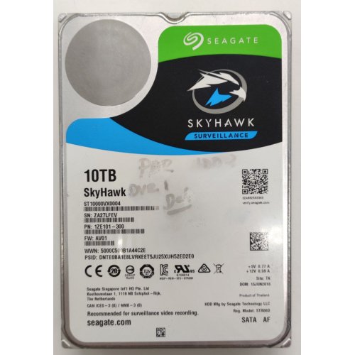 Жесткий диск Seagate SkyHawk (Secure) 10TB 256MB 7200RPM 3.5'' (ST10000VX0004) (Восстановлено продавцом, 834429) купить в Украине: Киев, Днепр, Харьков, Одесса  | Проверка совместимости, низкая цена, отзывы, характеристики от TELEMART фото
