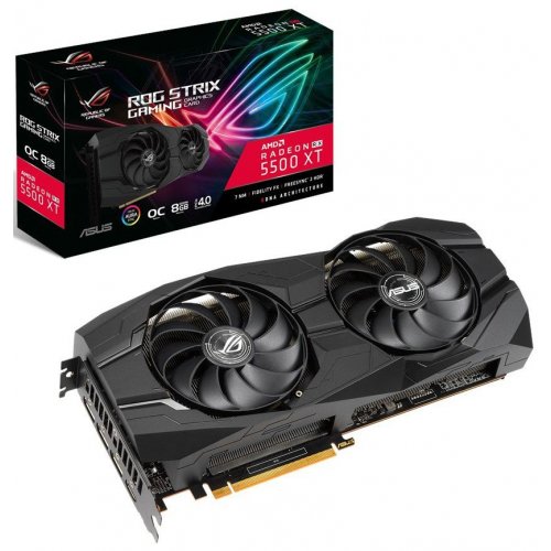 Видеокарта Asus ROG Radeon RX 5500 XT STRIX OC 8192MB (ROG-STRIX-RX5500XT-O8G-GAMING) (Восстановлено продавцом, 834445) купить в Украине: Киев, Днепр, Харьков, Одесса  | Проверка совместимости, низкая цена, отзывы, характеристики от TELEMART фото