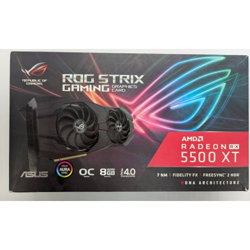 Видеокарта Asus ROG Radeon RX 5500 XT STRIX OC 8192MB (ROG-STRIX-RX5500XT-O8G-GAMING) (Восстановлено продавцом, 834445) купить в Украине: Киев, Днепр, Харьков, Одесса  | Проверка совместимости, низкая цена, отзывы, характеристики от TELEMART фото