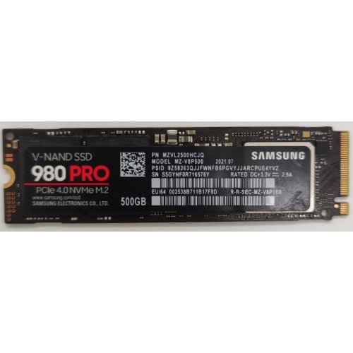 Ssd-диск Samsung 980 PRO V-NAND MLC 500GB M.2 (2280 PCI-E) NVMe 1.3c (MZ-V8P500BW) (Восстановлено продавцом, 834765) купить в Украине: Киев, Днепр, Харьков, Одесса  | Проверка совместимости, низкая цена, отзывы, характеристики от TELEMART фото